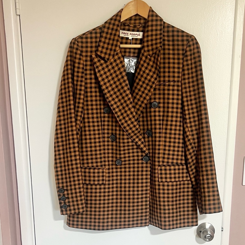 NWOT Free People Ashby Gingham Checkered Blazer - Picture 6 of 13